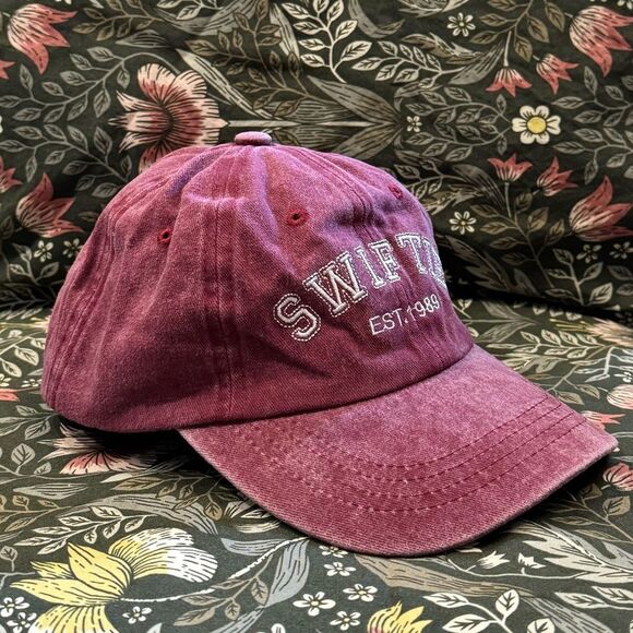Swiftie Est. 1989 Dad Hat Taylor Swift TTPD Embroidered Red & White Baseball Cap - Picture 2 of 5